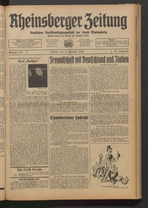 Rheinsberger Zeitung vom 02.02.1940