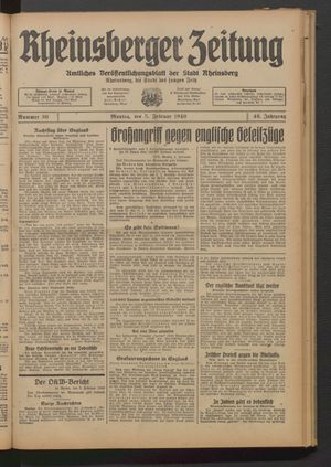 Rheinsberger Zeitung vom 05.02.1940