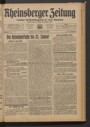 Rheinsberger Zeitung vom 09.02.1940