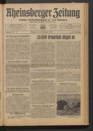 Rheinsberger Zeitung vom 12.02.1940