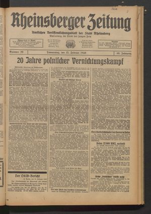 Rheinsberger Zeitung vom 15.02.1940