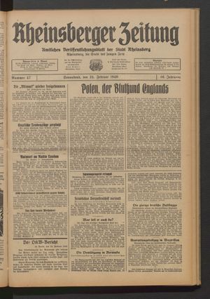 Rheinsberger Zeitung vom 24.02.1940