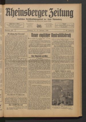 Rheinsberger Zeitung vom 27.02.1940