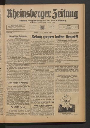Rheinsberger Zeitung vom 01.03.1940