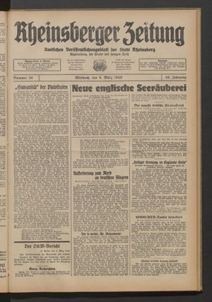 Rheinsberger Zeitung vom 06.03.1940