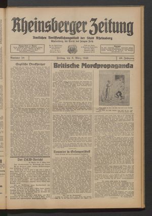 Rheinsberger Zeitung vom 08.03.1940