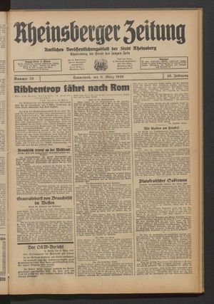 Rheinsberger Zeitung vom 09.03.1940