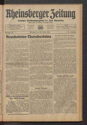 Rheinsberger Zeitung vom 20.03.1940