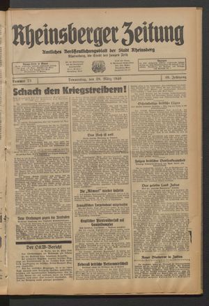 Rheinsberger Zeitung vom 28.03.1940