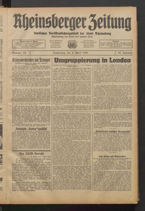 Rheinsberger Zeitung vom 04.04.1940