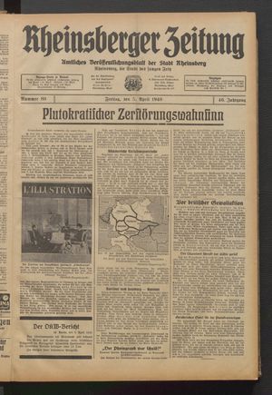 Rheinsberger Zeitung vom 05.04.1940