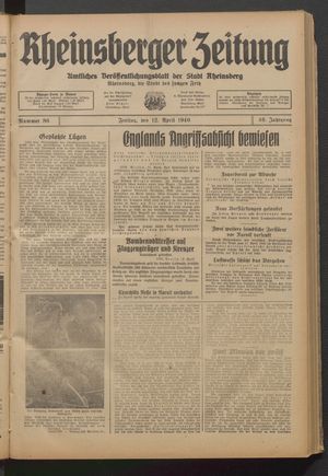 Rheinsberger Zeitung vom 12.04.1940