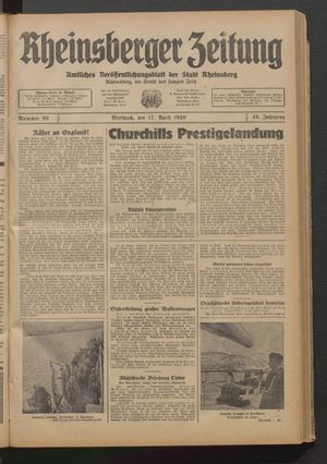 Rheinsberger Zeitung vom 17.04.1940