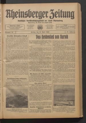 Rheinsberger Zeitung vom 19.04.1940
