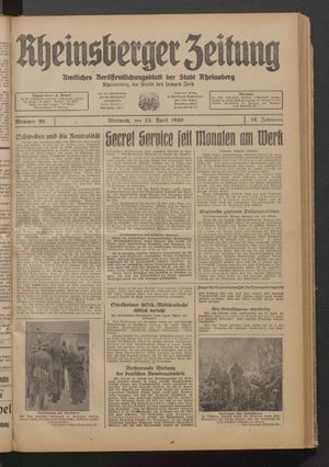 Rheinsberger Zeitung vom 24.04.1940