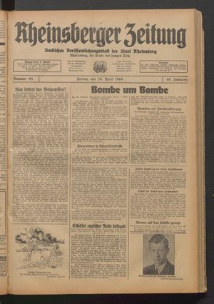 Rheinsberger Zeitung vom 26.04.1940