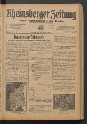 Rheinsberger Zeitung vom 30.04.1940