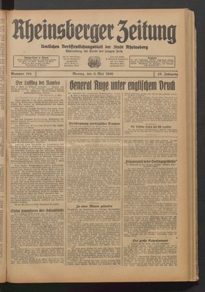 Rheinsberger Zeitung vom 06.05.1940