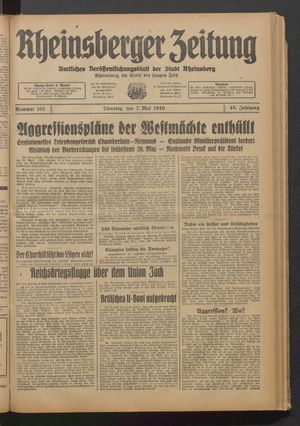 Rheinsberger Zeitung vom 07.05.1940
