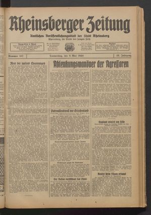 Rheinsberger Zeitung on May 9, 1940