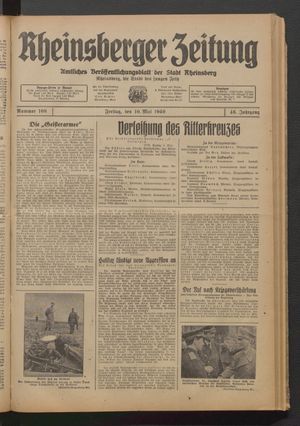 Rheinsberger Zeitung on May 10, 1940