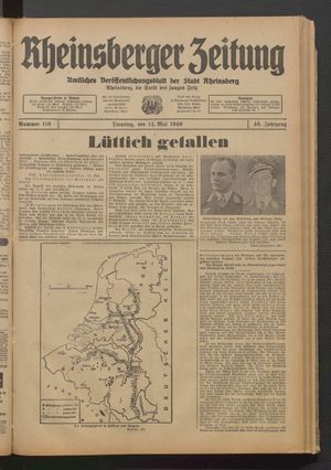 Rheinsberger Zeitung vom 14.05.1940