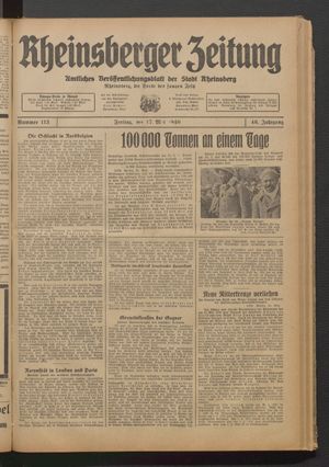 Rheinsberger Zeitung vom 17.05.1940