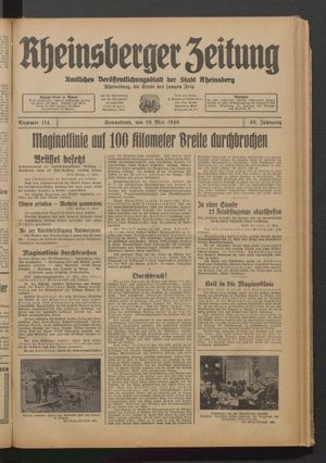 Rheinsberger Zeitung vom 18.05.1940