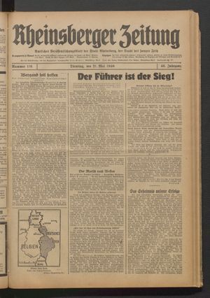Rheinsberger Zeitung vom 21.05.1940