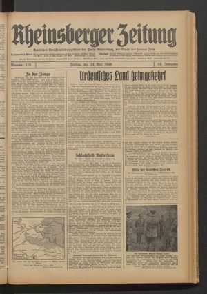 Rheinsberger Zeitung vom 24.05.1940