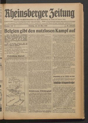 Rheinsberger Zeitung on May 28, 1940