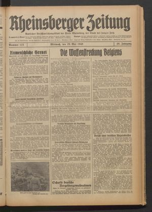 Rheinsberger Zeitung vom 29.05.1940