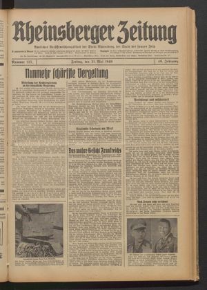 Rheinsberger Zeitung vom 31.05.1940