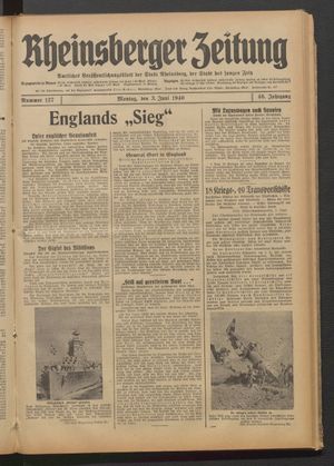 Rheinsberger Zeitung vom 03.06.1940