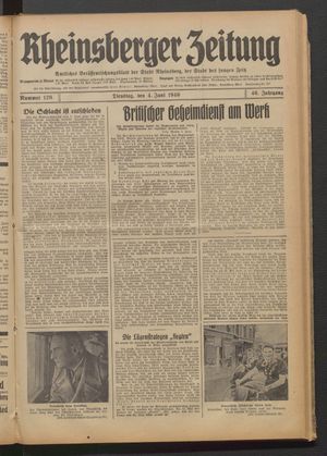 Rheinsberger Zeitung vom 04.06.1940
