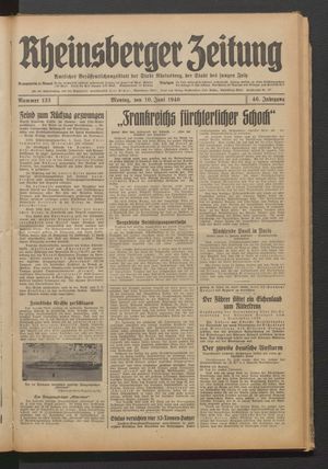 Rheinsberger Zeitung vom 10.06.1940