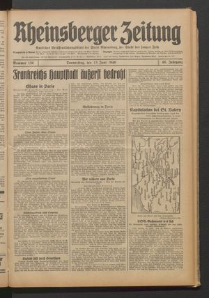 Rheinsberger Zeitung vom 13.06.1940