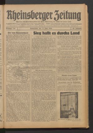 Rheinsberger Zeitung vom 15.06.1940