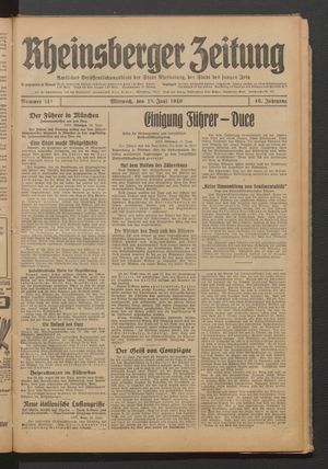 Rheinsberger Zeitung vom 19.06.1940