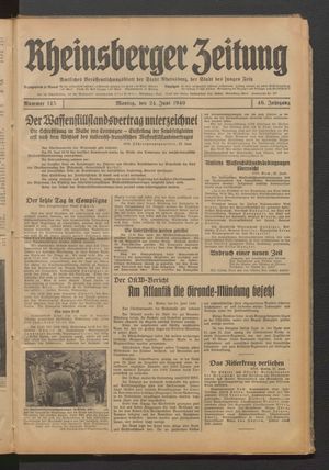 Rheinsberger Zeitung vom 24.06.1940