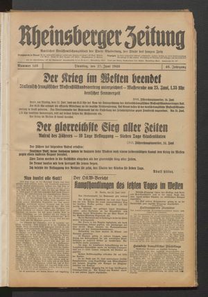 Rheinsberger Zeitung vom 25.06.1940