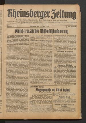 Rheinsberger Zeitung vom 26.06.1940