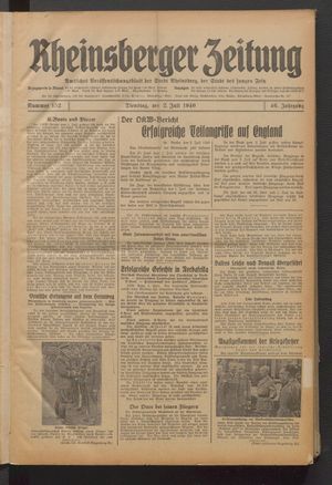 Rheinsberger Zeitung vom 02.07.1940
