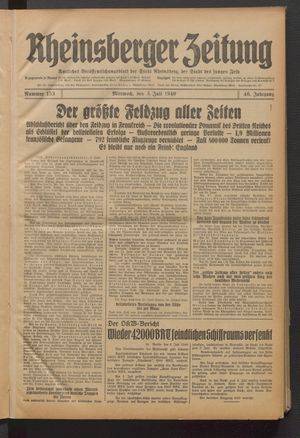 Rheinsberger Zeitung vom 03.07.1940