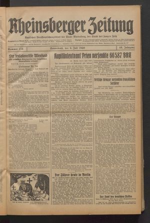 Rheinsberger Zeitung vom 06.07.1940
