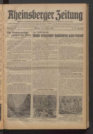 Rheinsberger Zeitung vom 08.07.1940