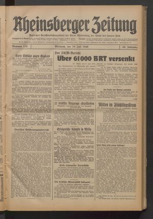 Rheinsberger Zeitung vom 10.07.1940