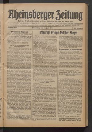 Rheinsberger Zeitung vom 11.07.1940