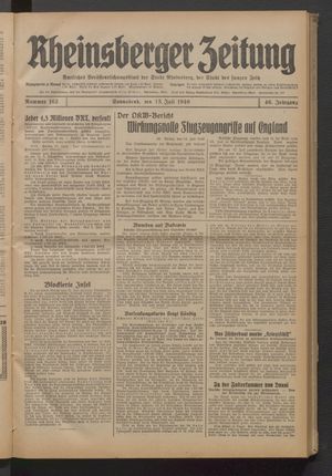 Rheinsberger Zeitung vom 13.07.1940