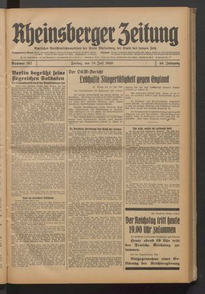 Rheinsberger Zeitung vom 19.07.1940
